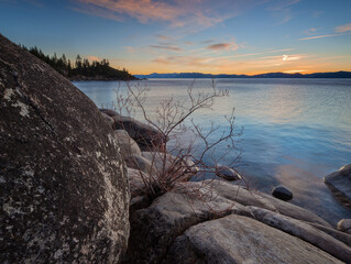 Landscape, Nature, Outdoors, Adventure View of an Alpine Lake in California United States Tahoe