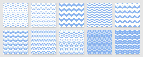 Set geometric seamless patterns. Vector illustration.