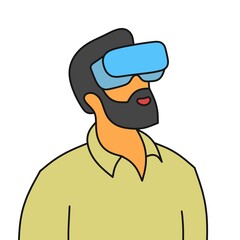 Flat illustration of man wearing virtual reality player