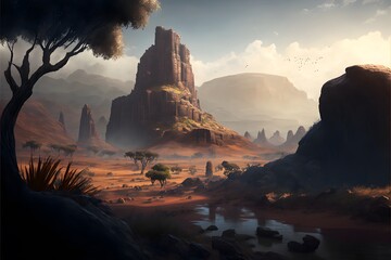 beautiful ethiopian landscape  created using AI Generative Technology