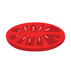 Slice of red tomato icon in isometric 3d style on a white background