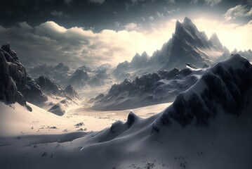 spectacular landscape with snow-capped mountains Generative AI