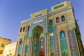 Ali Ibn Abi Talib Mosque (Iranian Mosque Hosainia), colorful Shia Iranian mosque in Bur Dubai,...