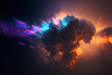 abstract explosion of colors in cyberspace