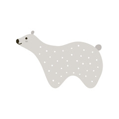Cute cartoon gray bear characters in Scandinavian style. Vector hand drawn animal.