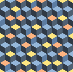 Seamless vector cube pattern - modern hex cuboid design