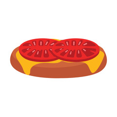 Sandwich with tomato icon in cartoon style isolated on white background. Food symbol stock vector illustration.