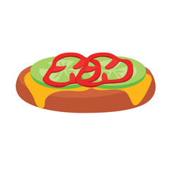 Sandwich with cheese and kiwi icon in cartoon style on a white background