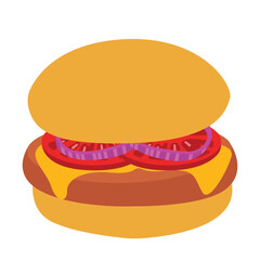 Isolated hamburger on a white background. Vector illustration of fast food