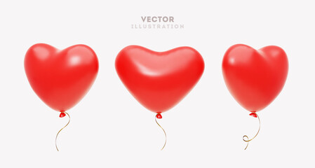 Fototapeta na wymiar 3d vector illustration with heart shape elements. Valentine's day romantic icons