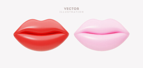 3d vector illustration with heart shape elements. Valentine's day romantic icons