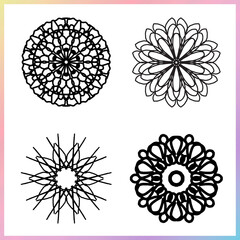Mandala Geometric Flower Shape Outline Silhouette Design Artwork