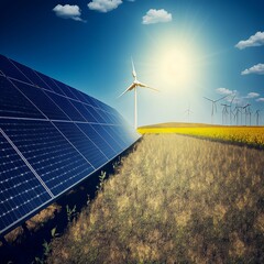 solar panels and turbines - clean energy future