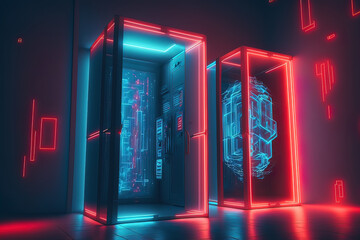 Luminous showcases blue and red neon. AI