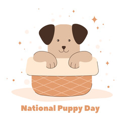 National Dog Day. Lovely animal, people best friend, favorite pet. Vector illustration isolated on white background for card, banner, poster and emblem