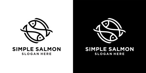 Double Twin Fish with Circular Yin Yang Rotation style for Fishing Company or Fresh Water Seafood Restaurant Cuisine logo design