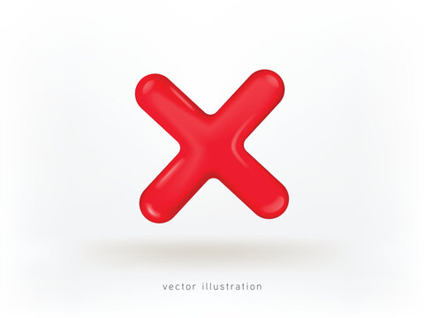 3d render cross icon. Realistic 3d design In plastic cartoon style. Icon isolated on blue background. Vector illustration