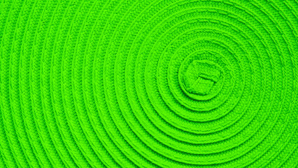 Circles on fabric. Neon green geometry. Bright green background. Minimalism.