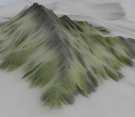 Digital elevation model DEM of terrain, made with generative AI technology. Concept of geographic information.