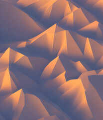 Obraz premium Illustration of a mountain landscape in low poly style, made with generative AI technology. Abstract and simplified mountain area.