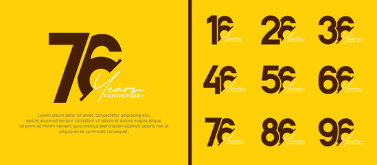 set of anniversary logo style black and white color on yellow background for special moment