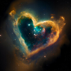 Heart Shape Nebula Valentine Love Galaxy Space Universe Astronomy Cosmos Generative AI Tools Technology illustration