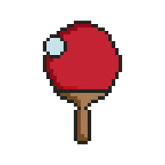 Table tennis pixel art icon. Raquet and ball .Vector illustration. - obrazy, fototapety, plakaty