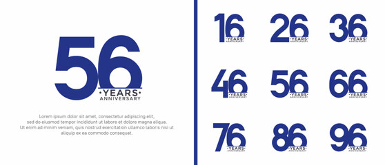 set of anniversary logo style dark blue and black color on white background for special moment