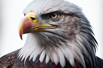 Colorful eagle with the background of the United States flag
