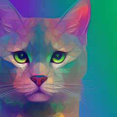 geometric/abstract cat with vibrant colours