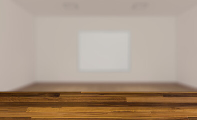 Open space office interior with like conference room. Mockup. 3D. Background with empty wooden table. Flooring.