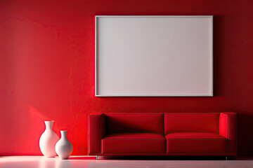 Simple red room for mock-ups, Generative AI