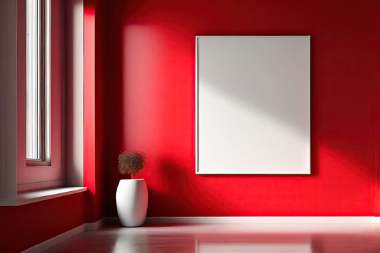 Simple Red Room For Mock-ups, Generative AI