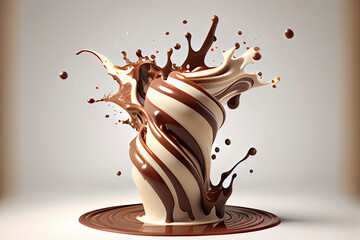 Milk and chocolate tornado or Twister shape Splash