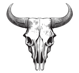 Cow skull sketch hand drawn in doodle style Vector illustration © BigJoy