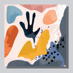 Illustration vector EPS 10 print, hand draw painted abstract organic shapes, contemporary aesthetic boho mid century modern art in Scandinavian nordic design style
