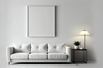 White contemporary room for mockups, Generative AI