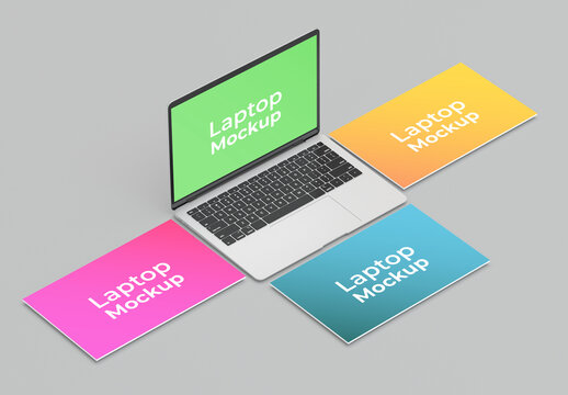 Laptop Mockup with Multiple Screens