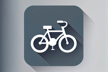 White icon of "Electric bike in charge" in a flat design style isolated on a gray background