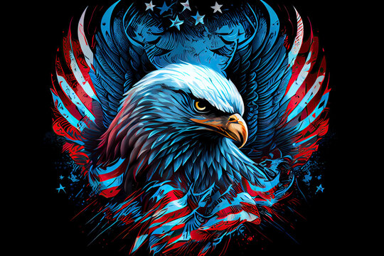 The logo Independence eagle Day July 4th for tattoo