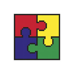 Color Puzzle pixel art icon. Vector Illustration.