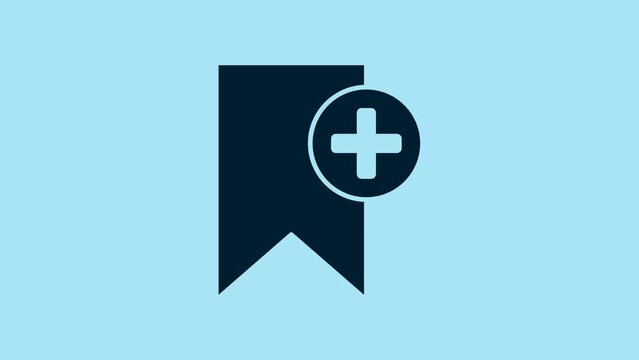 Blue Bookmark icon isolated on blue background. Add to concept. 4K Video motion graphic animation