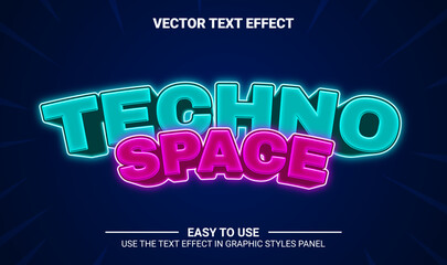 Obraz premium 3d techno space editable text effect