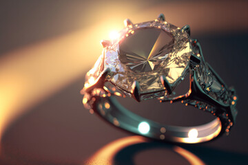 A close-up of a diamond ring sparkling in the sunlight - a symbol of eternal love