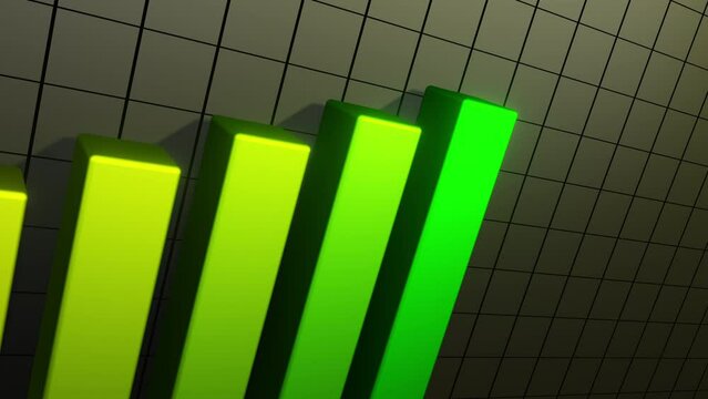 Graphic 3D motion and animation footage of arrow heading of charts graph growing up of business numbers to success. Copy space. 