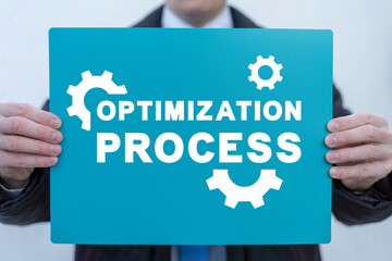 Optimization Process Concept. Software Technology System Business. All possible movement options. Strategic planning, risk management. Action plan, solution path. Optimization, adjustment of process.