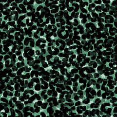 Dark green leopard seamless pattern. Animal skin.