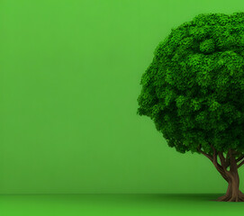 3d rendering illustration of tree with green leaves, Generative AI