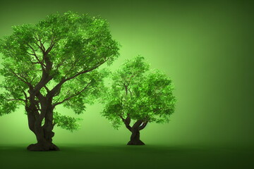 Fototapeta na wymiar 3d rendering illustration of tree with green leaves, Generative AI