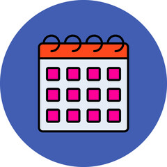 Calendar Multicolor Circle Filled Line Icon